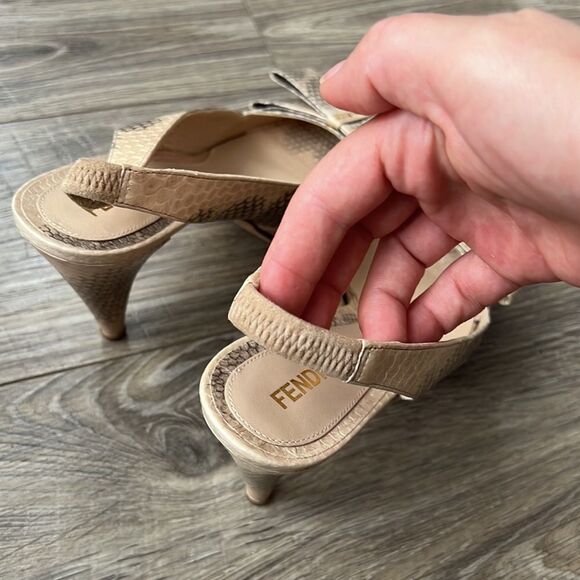 FENDI animal snake nude beige color high heels sandals Sz 7 ITALY - Picture 13 of 14